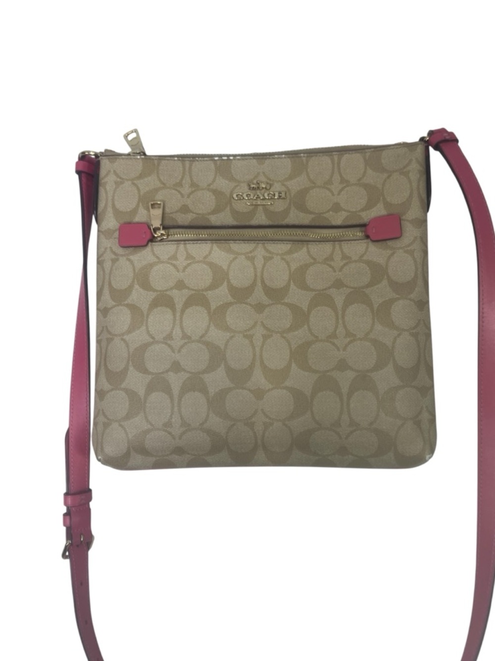 COACH C1554 - ROWAN FILE BAG IN SIGNATURE CANVAS /KHAKI/PINK CROSSBODY - Picture 11 of 12